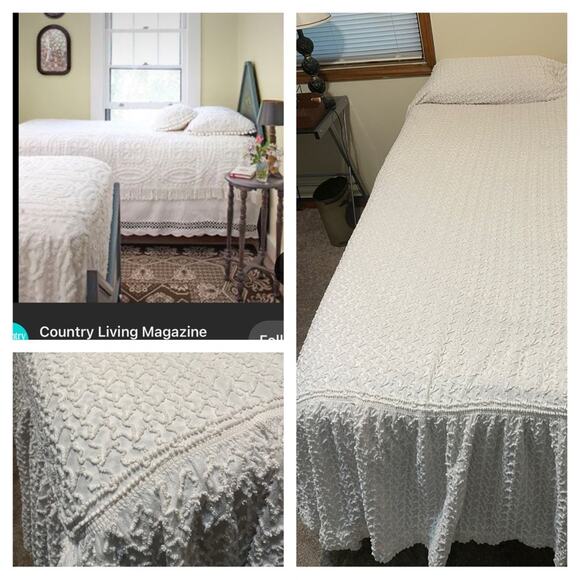50s chenille bedspread white - Picture 1 of 8